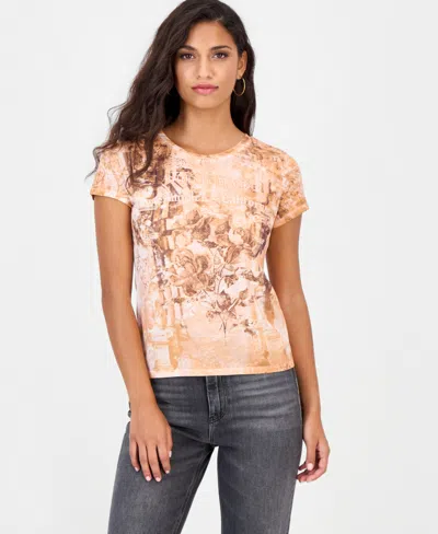 Guess Women's Rose Pillars R4 Retro Graphic T-shirt In Multi