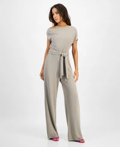Guess Women's Rumi One-shoulder Tie-waist Jumpsuit In Moss Khaki