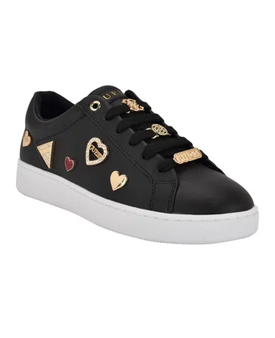 Guess Women's Runia Embellished Lace-up Sneakers In Black