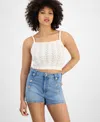 Guess Women's Ruth Cotton Cropped Pointelle Sweater In Cream White