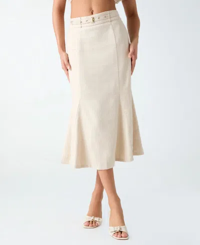 Guess Women's Ryan Floral Linen-blend Midi Skirt In Warm Slate Multi