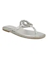 Guess Women's Saima G Cutout Rhinestone Flat Sandals In Silver Metallic Crystal Rhinestone