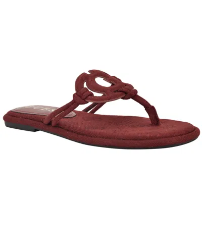 Guess Women's Saime Embellished G Cutout Flat Thong Sandals In Burgundy