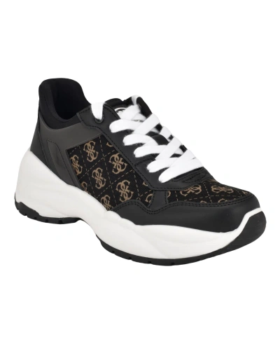 Guess Women's Samra Lace-up Logo Joggers Sneakers In Black Logo Multi