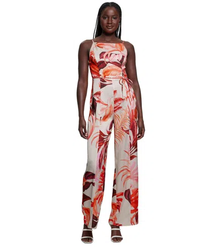 GUESS WOMEN'S SANA SATIN PRINTED SLEEVELESS JUMPSUIT
