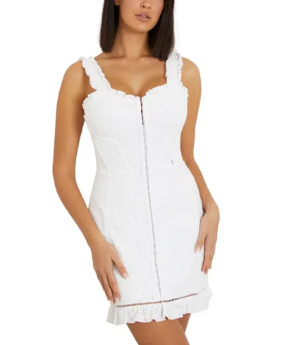 Guess Women's Sangallo Carmen Eyelet Corset Dress In Pure White