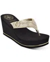 Guess Women's Sarraly Eva Logo Wedge Sandals In Gold Irridescent Rhinestone