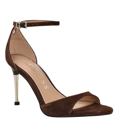 Guess Women's Seena Ankle Strap Stiletto Dress Sandals In Brown
