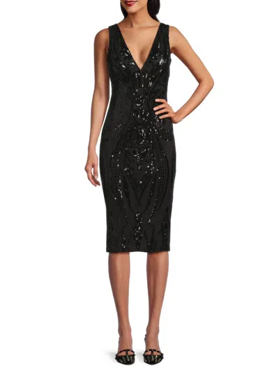 Guess Women's Sequin Embellished Midi Dress In Black