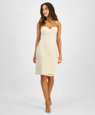 Guess Women's Serene Floral-lace Corset-laced Dress In Dove White
