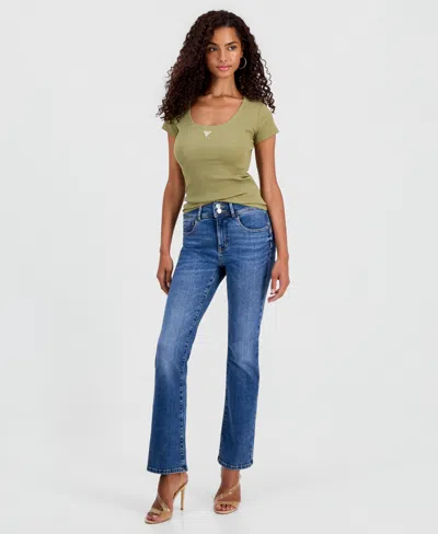 Guess Women's Shape Up Mid-rise Bootcut Slim-fit Jeans In Blue