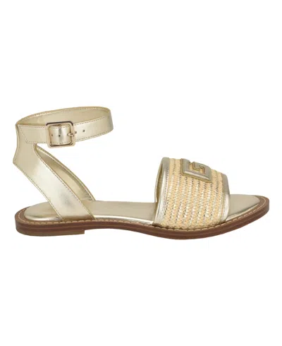 Guess Women's Shay Logo One Band Sandal With Ankle Strap In Gold