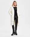 Guess Women's Shine Hooded Mid-length Puffer Coat In White Glam