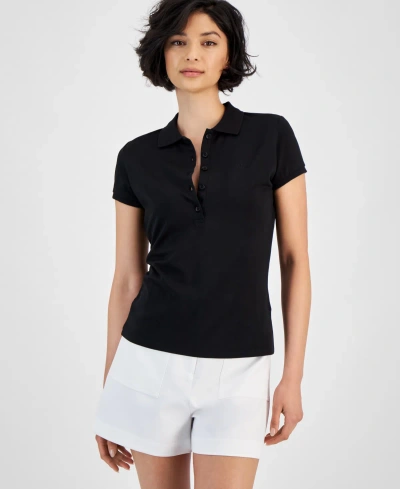 Guess Women's Short-sleeve Polo Shirt In Jet Black