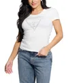 Guess Women's Short-sleeve Shiny Triangle Logo T-shirt In White