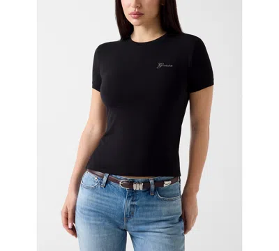 Guess Women's Short-sleeve Mini Logo T-shirt In Black