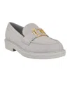 Guess Women's Shuttle Logo Hardware Round Toe Loafers In Light Grey Suede