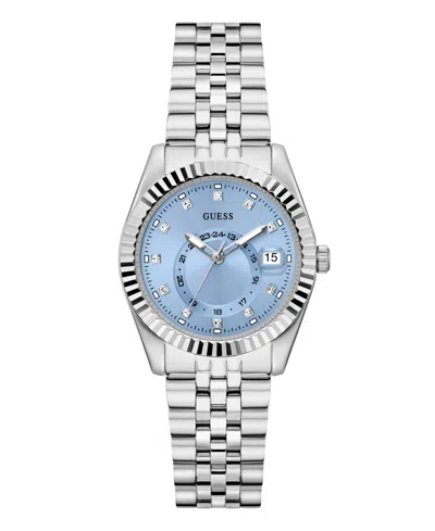 Guess Women's Silver Tone Multi-function Date Watch, 34mm