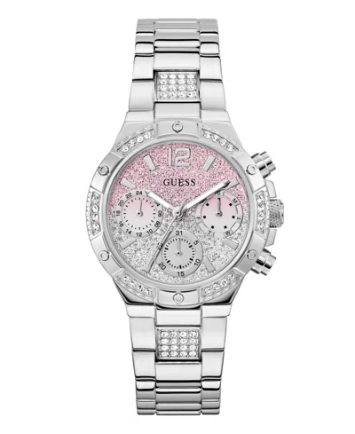 Guess Women's Silver-tone Multi-function Watch, 38mm In Metallic