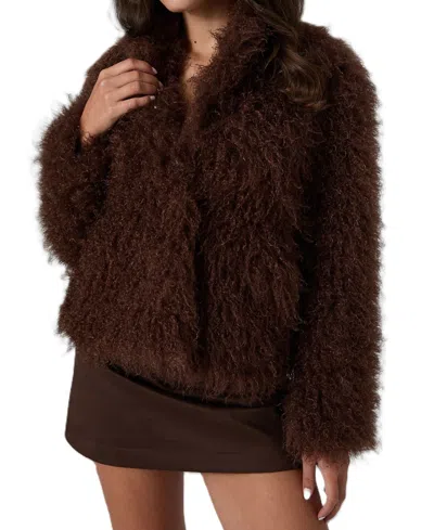 Guess Women's Simona Faux Fur Teddy Jacket In Brown