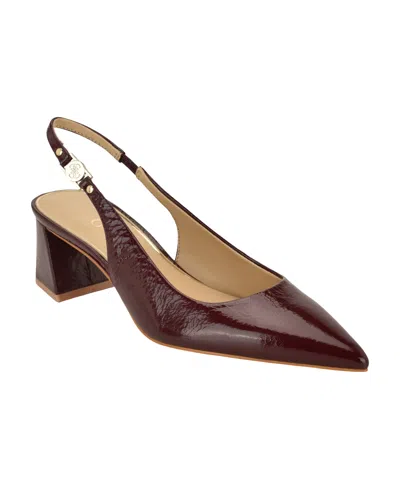 Guess Women's Sinya Leather Block Heel Slingback Pumps In Red