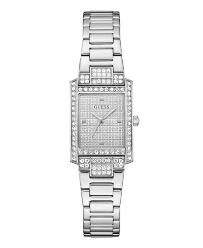 Guess Women's Sivler-tone Glitz Analog Watch, 23mm In Silver