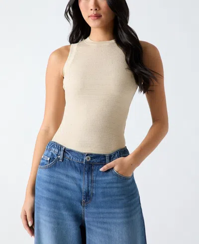 Guess Francine Hotfix Smocked Sleeveless Top In Neutral