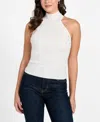 Guess Women's Sleeveless Halter Neck Minara Hot Fix Top In White