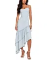 Guess Jalyn Tiered Asymmetric Hem Denim Dress In Blue