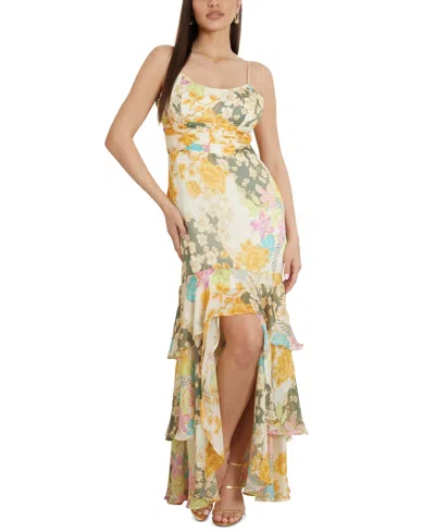 slim fit dress slacks GUESS Printed Ruffled Maxi Dress  DGFOutlet