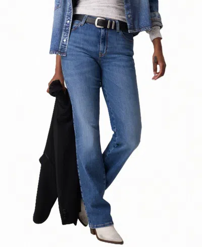 Guess Women's Straight Mid-rise Straight-leg Stretch Denim Jeans In Timeless Mid