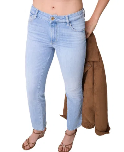 Guess Women's Straight-leg Mid-rise Cotton-blend Denim Jeans In Timeless Light
