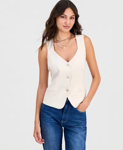Guess Women's Structured Crepe V-neck Vest In White