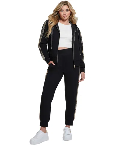 Guess Women's Studded Logo Jogger Pants In Jet Black A996