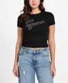 Guess Women's Studded Script Logo Crewneck T-shirt In Multi
