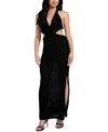 Guess Vanya Rib Braided Trim Cutout Maxi Dress In Black