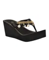 Guess Women's Sutton Charms Eva Thong Wedge Sandals In Black