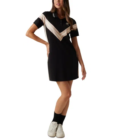 Guess Women's Suzanne Chevron-striped Polo Dress In Yosemite Brown