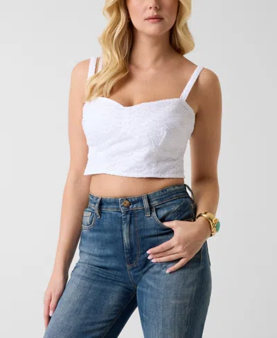 Guess Women's Sweetheart Neck Top In White