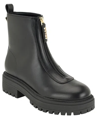 Guess Women's Syyan Front Zip Lug Sole Booties In Black