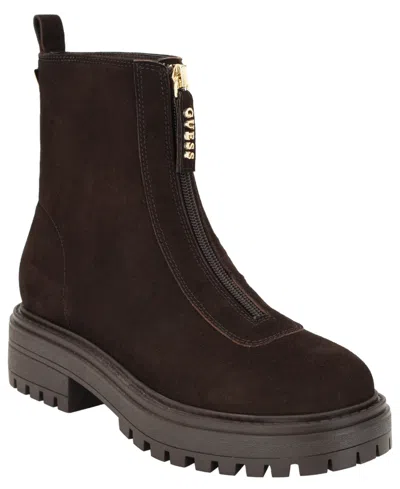 Guess Women's Syyan Front Zip Lug Sole Booties In Brown