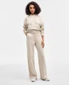 Guess Womens Hooded Scuba Long Sleeve Faux Suede Sweatshirt Tailoring Scuba Chino Pants In Neutral