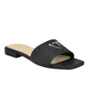 Guess Women's Tamsea One Band Square Toe Slide Flat Sandals In Black Saffiano