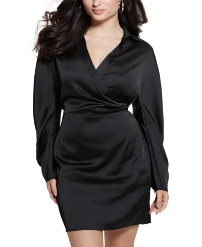 Guess Women's Tanya Collared Long-sleeve Dress In Black