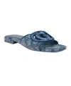 Guess Women's Tarishae One Band Quattro-g Slip On Flat Sandals In Medium Blue,white Logo