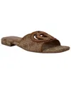 Guess Women's Tarishae One Band Quattro-g Slip On Flat Sandals In Medium Brown Logo