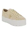 Guess Tesie Platform Sneaker In Light Natural Raffia