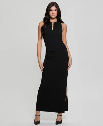 Guess Women's Tessie Hardware Side-slit Maxi Dress In Jet Black A996