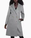 Guess Women's Textured Double-breasted Notched-collar Coat In Light Stone Heather