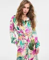 Guess Womens Tie Front Printed Shirt Ines Wide Leg Pants In Tropical Escape Print